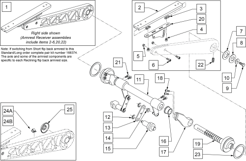 Sedeo Reclining Flip Back Armrest And Axle parts diagram