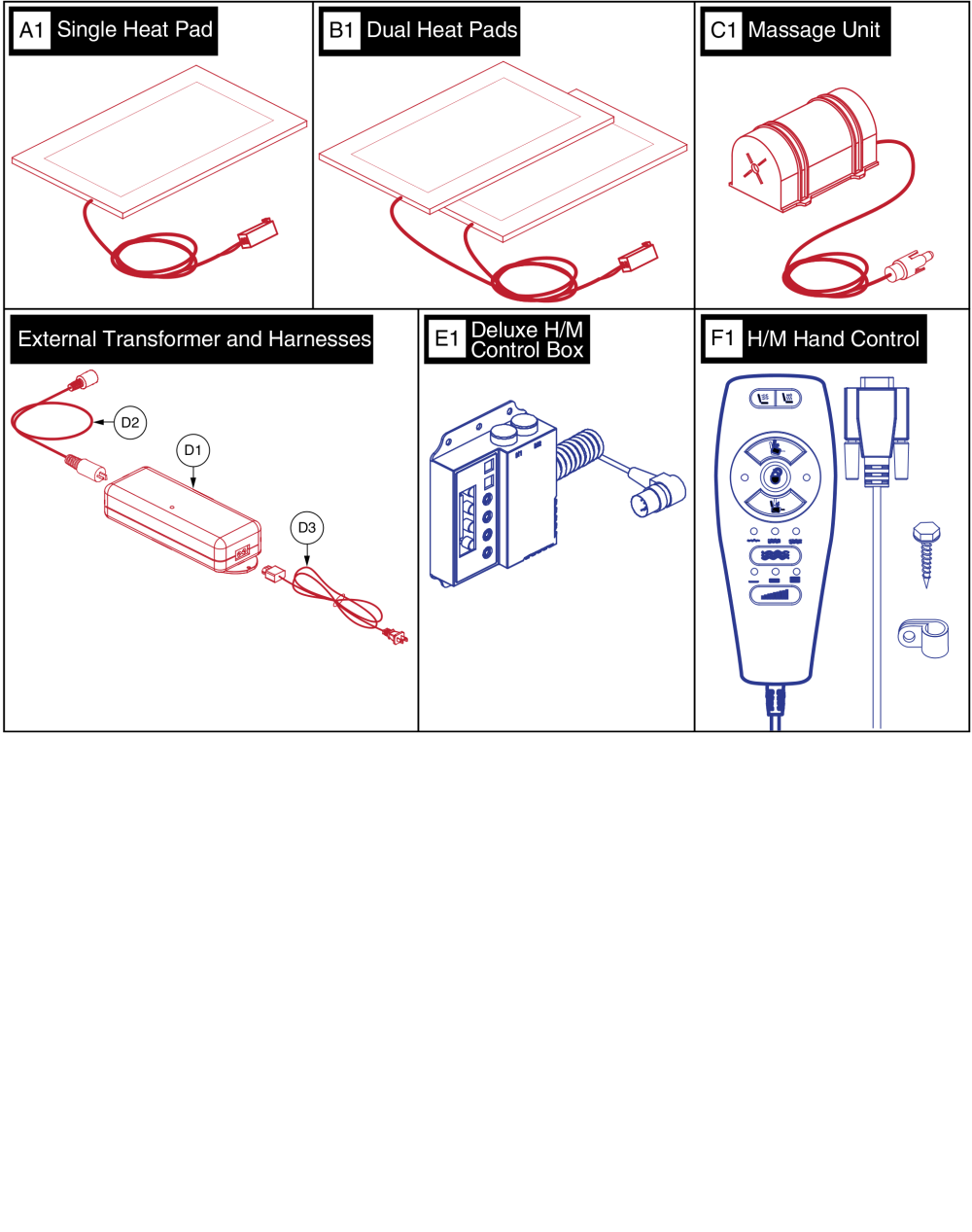 Dlx Heat/massage - Sn Ends In F40, F50,s20,s50,ms0,as0 parts diagram