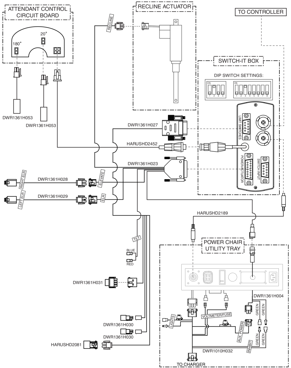 Electrical Diagram - Recline W/ Independent Legs, Switch-it parts diagram