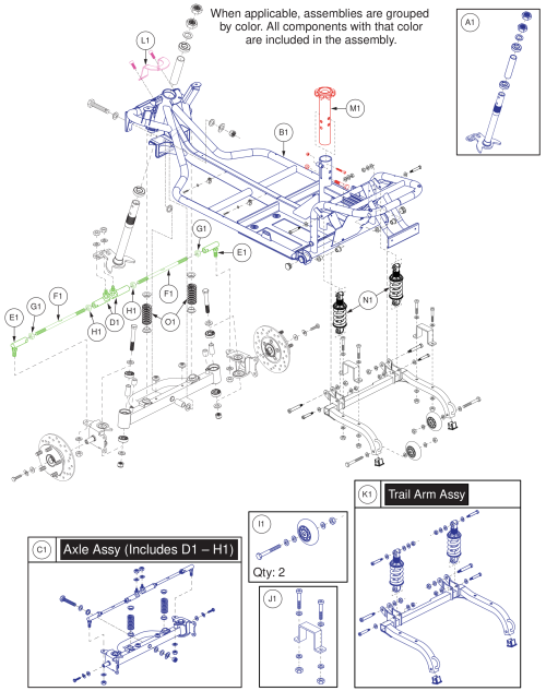 Front Frame & Steering Stem Assy, Pursuit 2 parts diagram