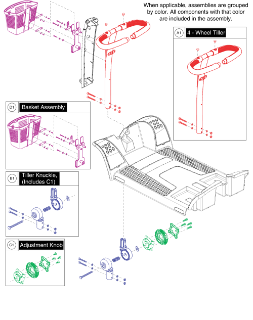 Tiller 4 Wheel, With Xlr Console parts diagram