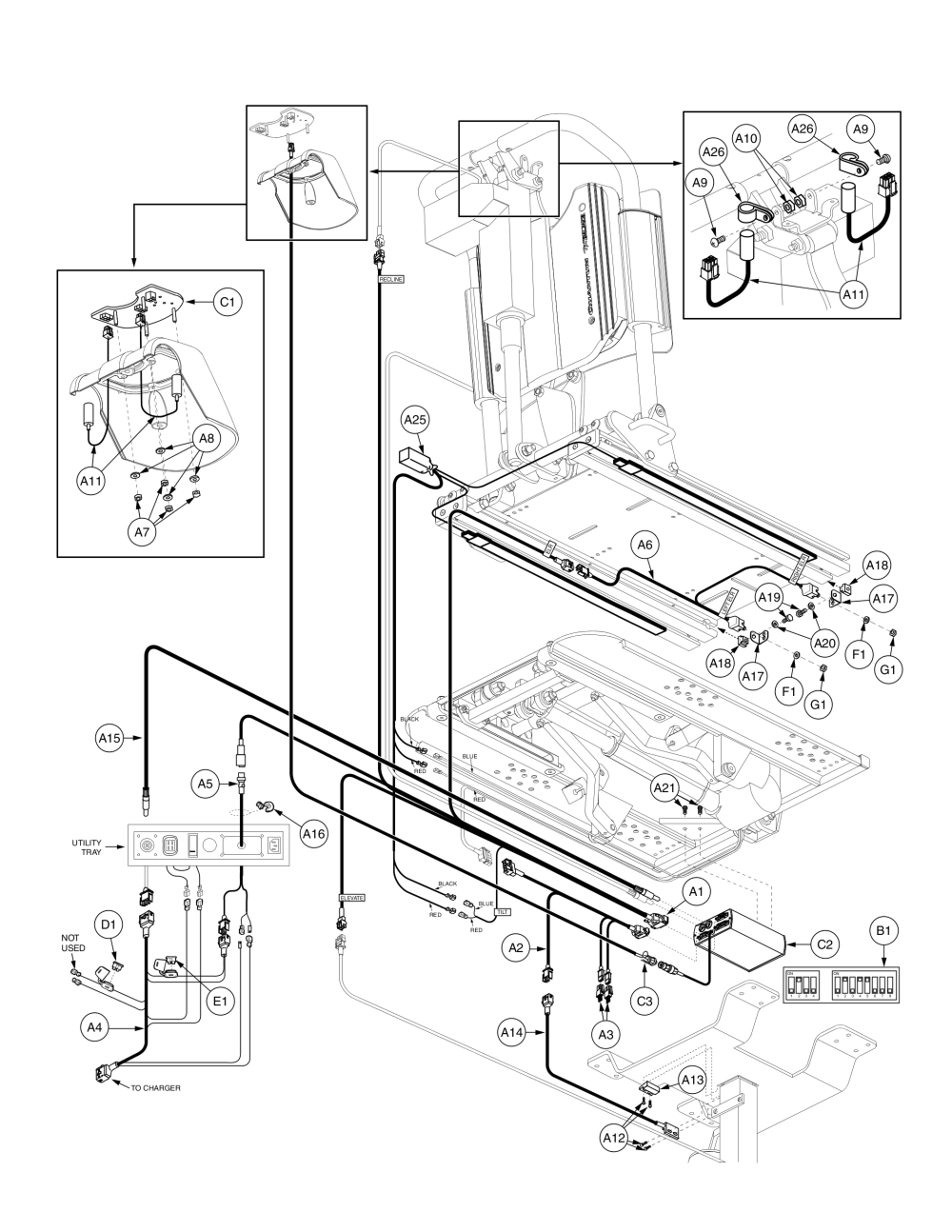 Sync Recl & Comb Legs W/ Indep. Tilt, Elevate & Comb. Legs, Switch-it, Tb1 Electronics parts diagram