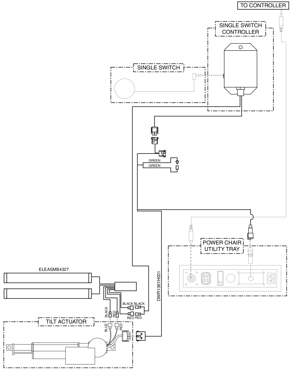 Electrical Diagram - Tilt Thru Single Switch, Remote Plus / Vsi, Gen 2 parts diagram