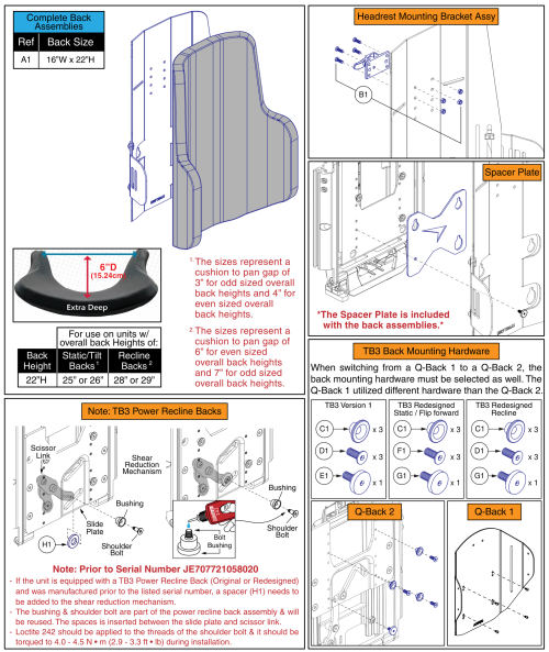 Stealth Q-back 2, Extra Deep Contour, Aft Series parts diagram