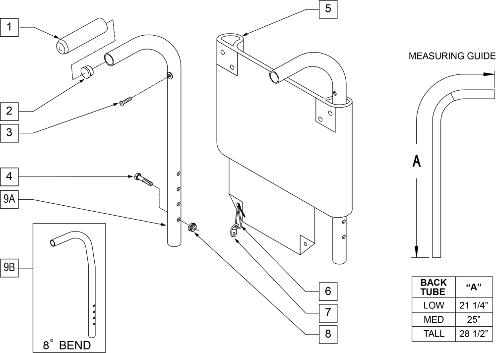 7/8 Push Handle Backrest parts diagram
