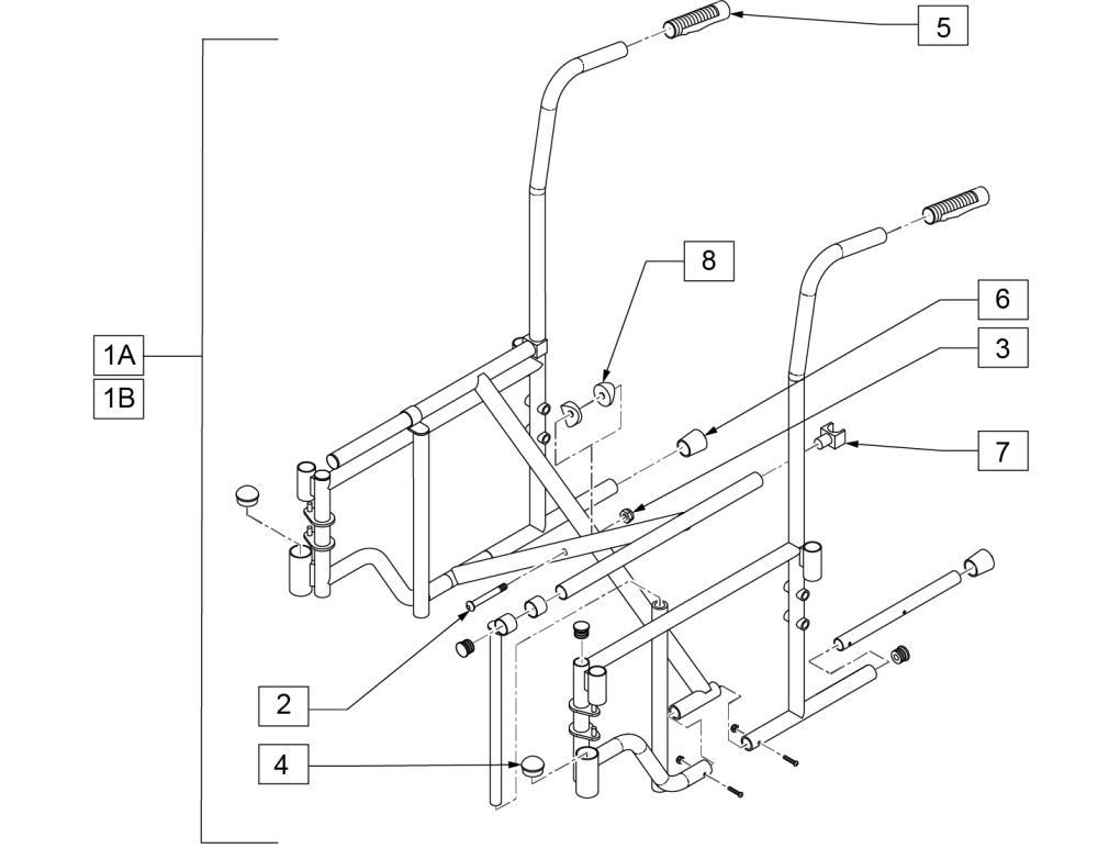 2000 & 3000 Frame (removable Armrest) parts diagram