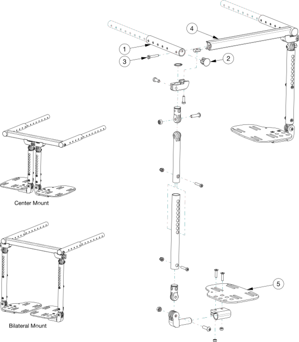 Arc Contracture Footrest - Growth parts diagram