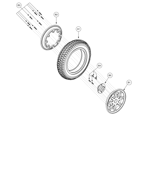 Flat-free, Wheel Assembly, Jazzy 1170 Series parts diagram