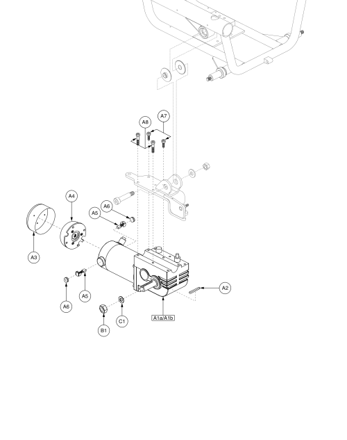 Drive Motor Assembly, Jazzy 610 parts diagram