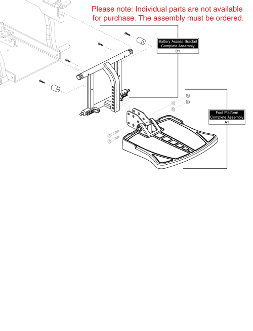 Foot Platform Assy W/ Battery Access Bracket, Jazzy 600 Es parts diagram