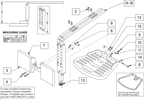 Fixed Center Mount Footrest (asap Seating) parts diagram
