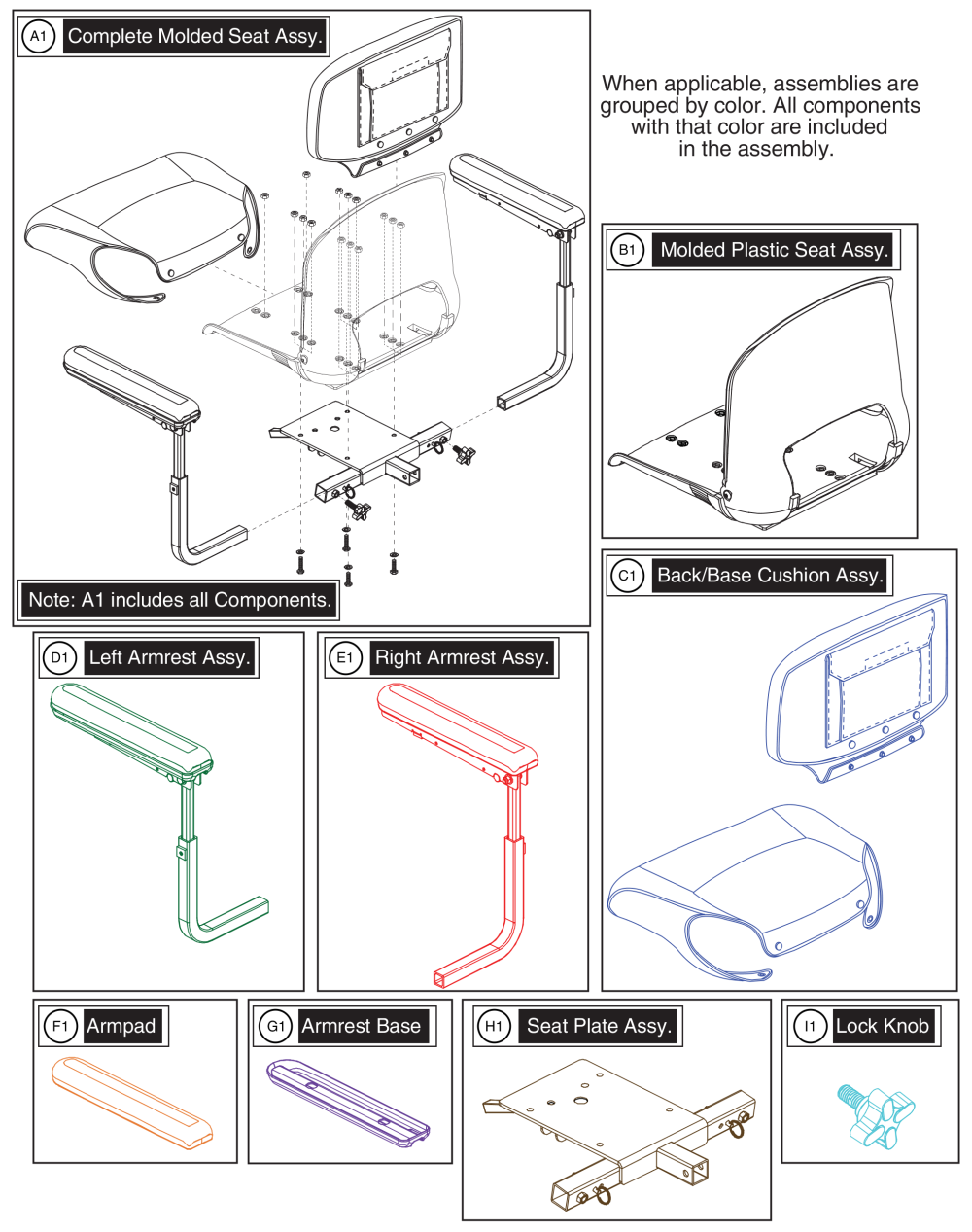 Seat Assy, Molded Plastic, 20