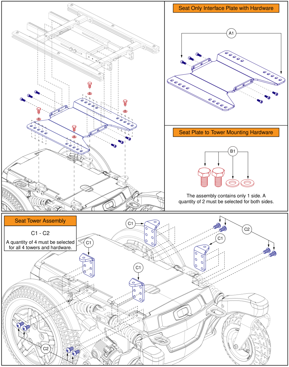 Tb3 Static Seat Interface, R-trak parts diagram