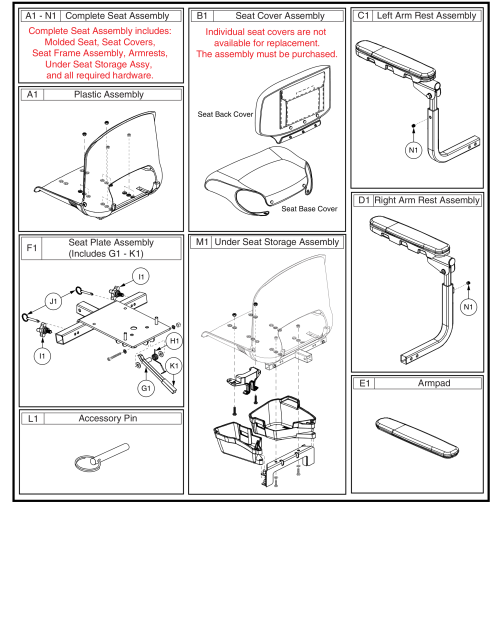 Seat Assy - 20w X 18d X 16h Molded Plastic,set1707651 parts diagram