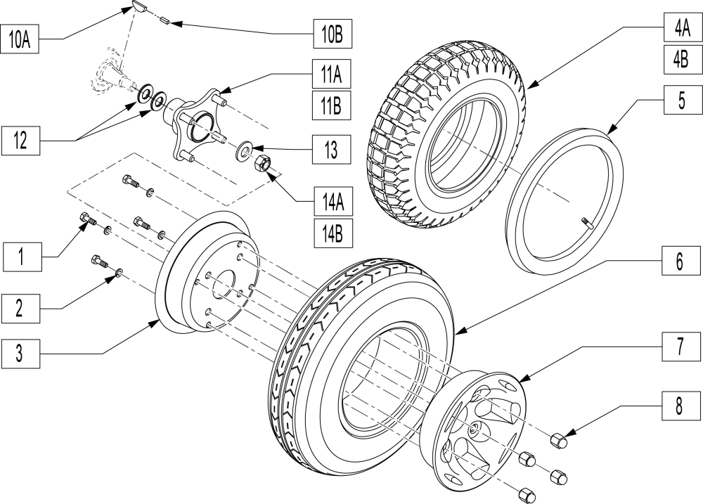 12 X 4 Drive Wheel parts diagram