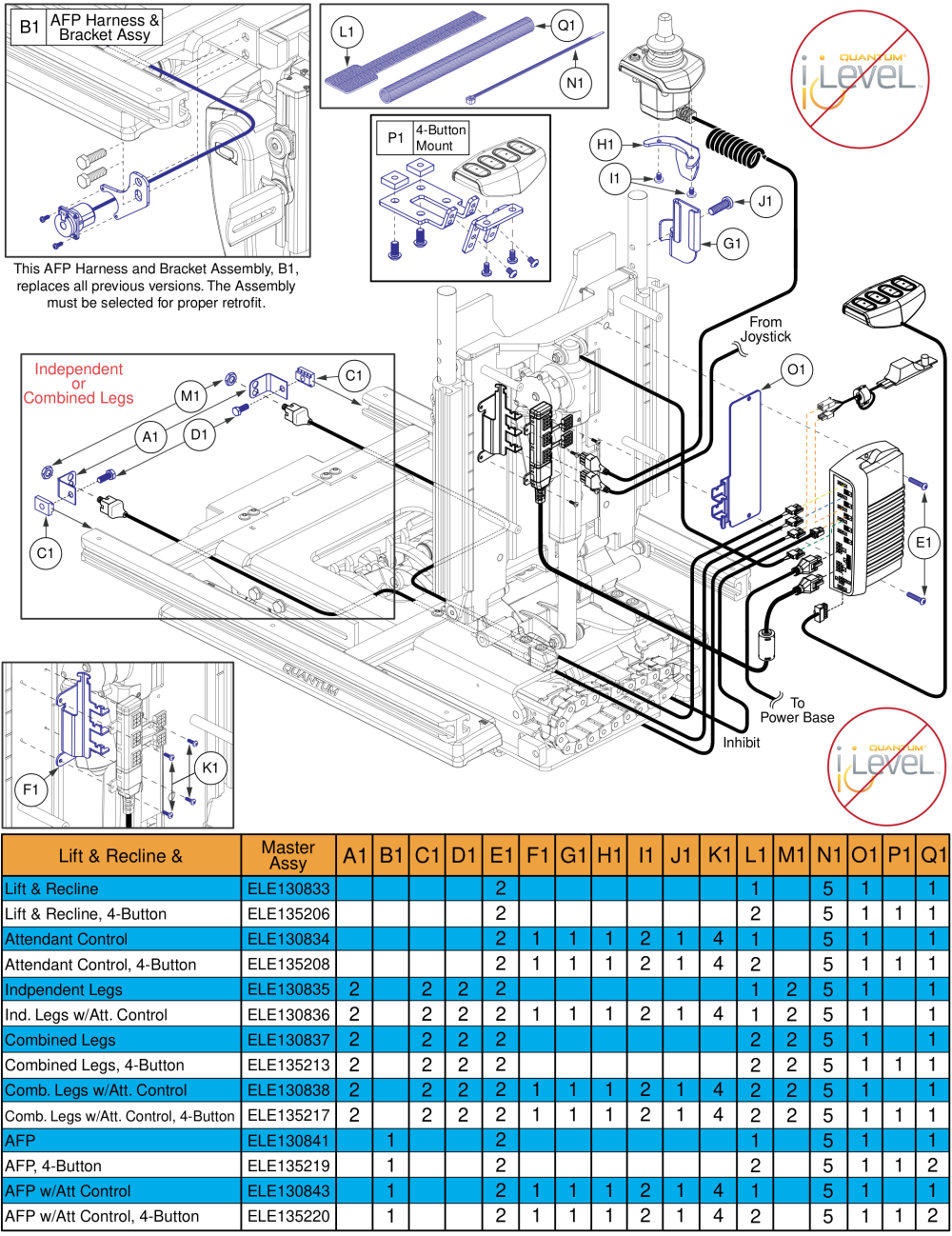 Lift & Recline Hardware, Q-logic 2 - Reac Lift / Non I-level parts diagram