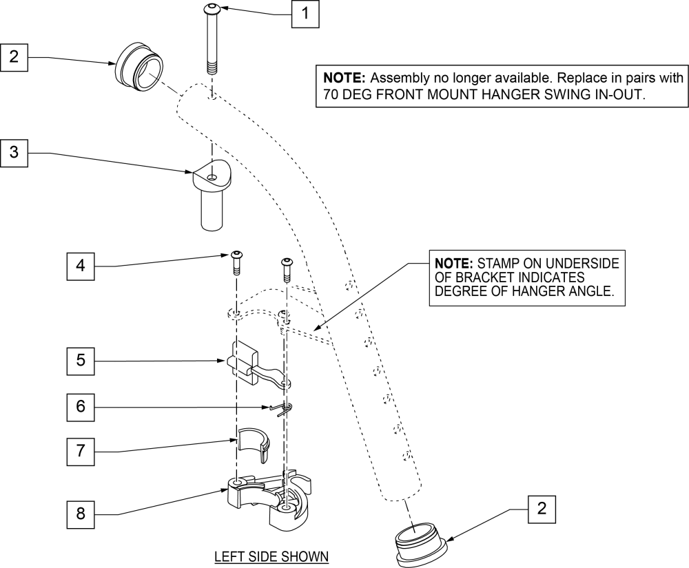 70 Deg S/a Front Mount Hanger parts diagram
