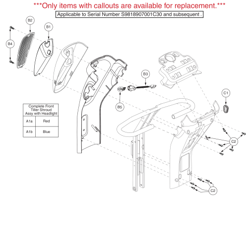 Hurricane Pmv5001 Tiller Shroud Assembly (gen. 2). (s/n S9818907001c30 And Sub.) parts diagram