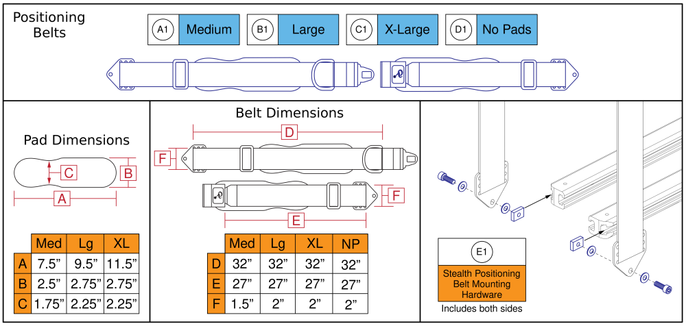 Stealth Lap Belts, Tru Balance® 4 parts diagram