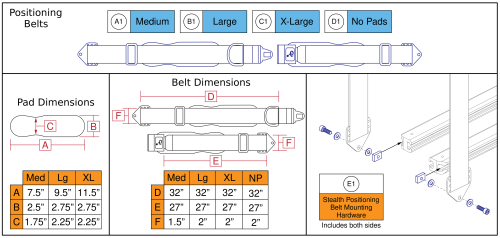 Stealth Lap Belts, Tru Balance® 4 parts diagram