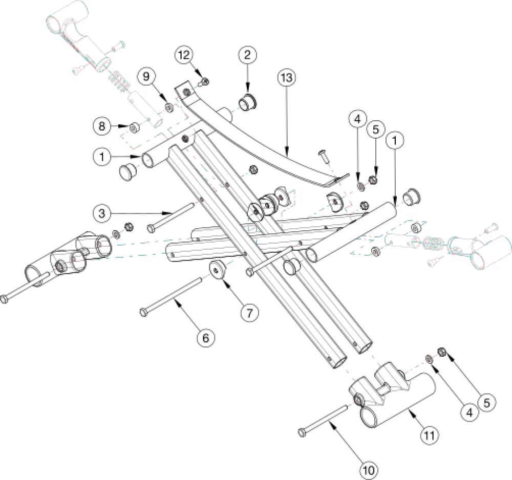 Catalyst 5 Cross Braces - Open Seating (seating System) - Growth parts diagram