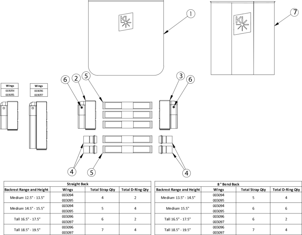 Catalyst Half Folding Tension Back Upholstery parts diagram