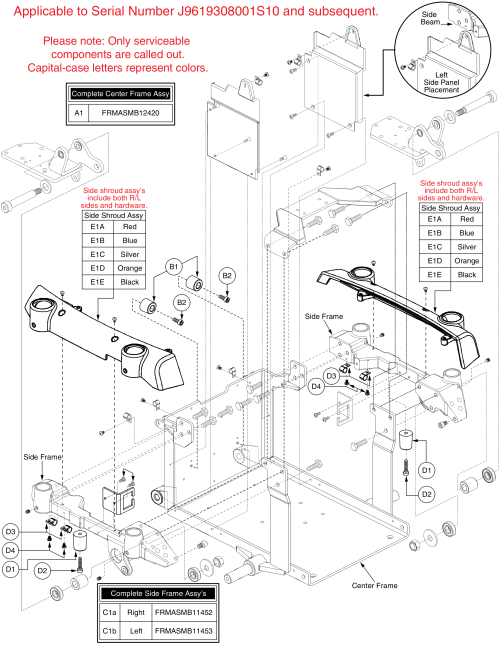 Center & Side Frame W/shrouds, Q6000z parts diagram