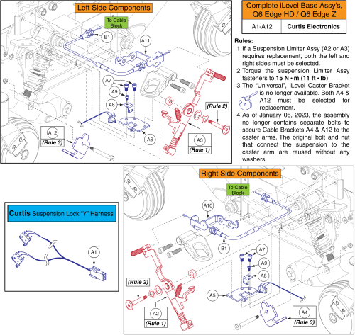 I-level Power Base Components, Edge Hd & Edge Z W/base Mounted Lights parts diagram