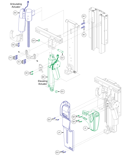 Dual Actuator Afp Actuators & Shrouds, Tb3 / Tb2 parts diagram