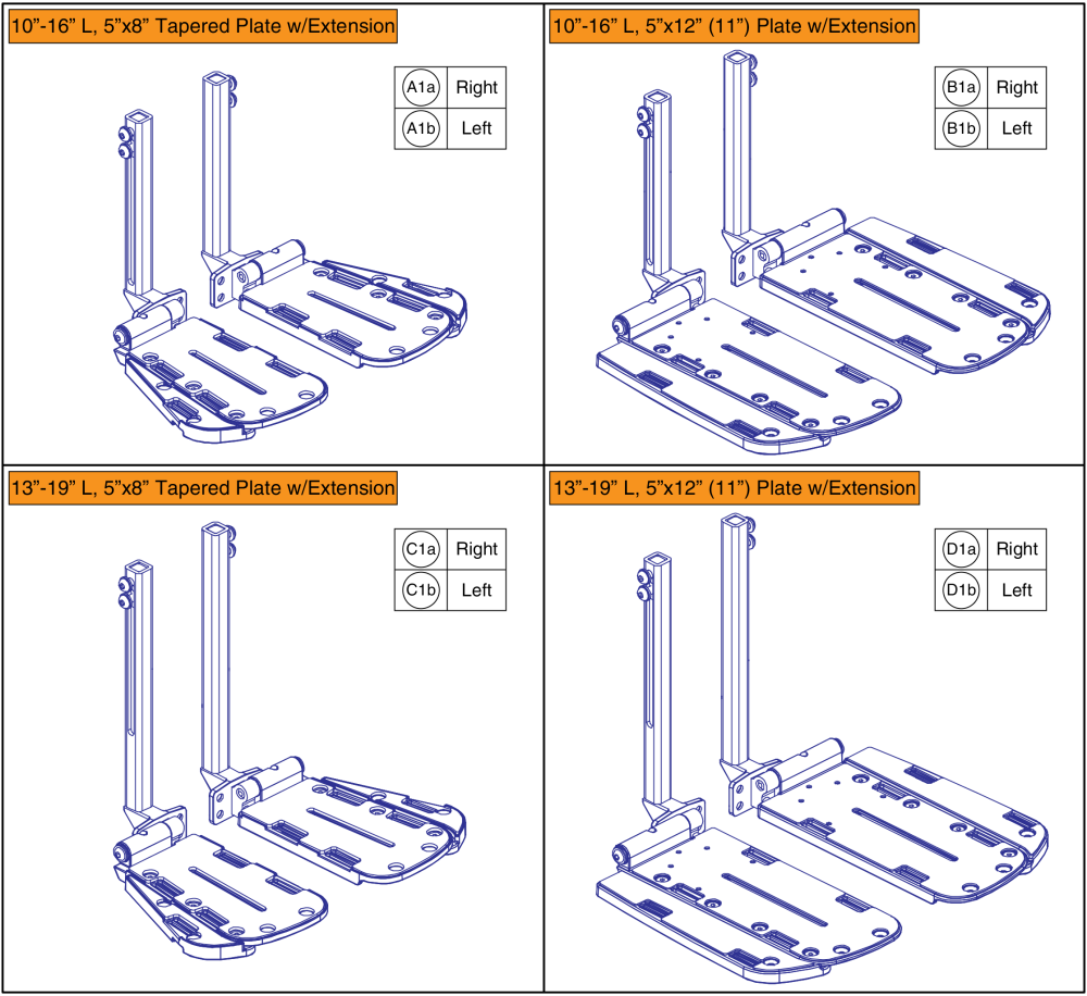 Afp & Center Mount Preconfigured Footplates W/extensions (4front) parts diagram