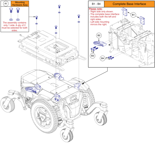 Reac Lift Seat Interface, Edge 3 Stretto parts diagram