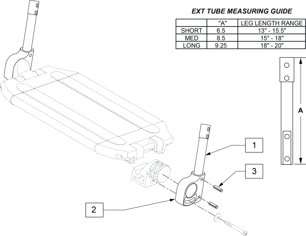 Extension Tube For One Piece Angle Adj Footplate parts diagram