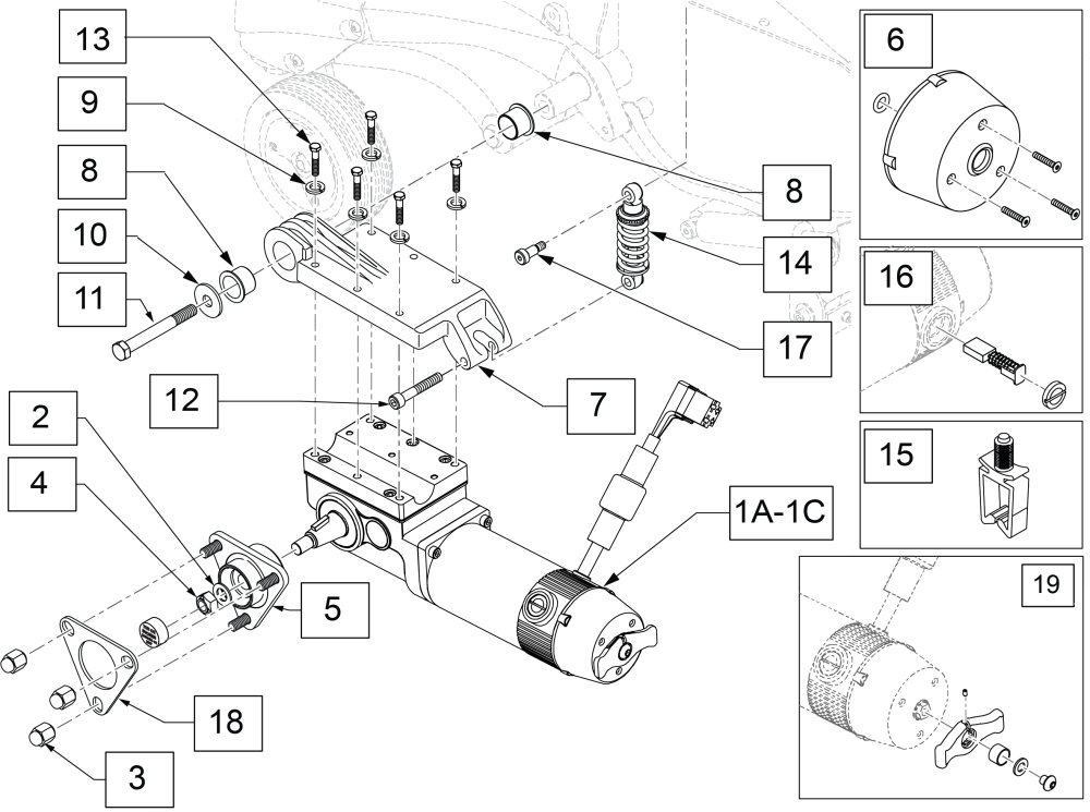 4 Pole Quickie Motor Assembly Q700 M Effective S/n Q7mp-083818 & Q7me-135860 parts diagram