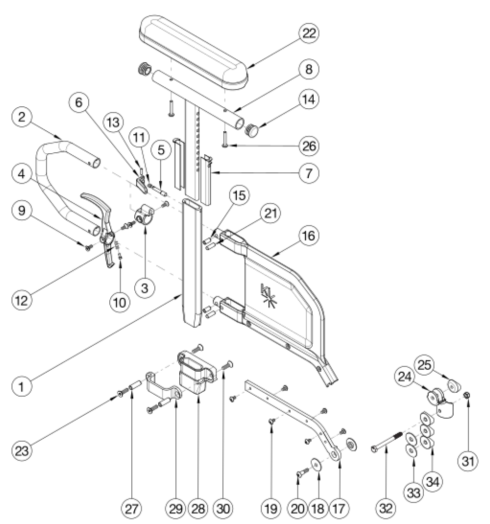 Catalyst 5 Armrests - Tall Height Adjustable Flip Back T-arm parts diagram
