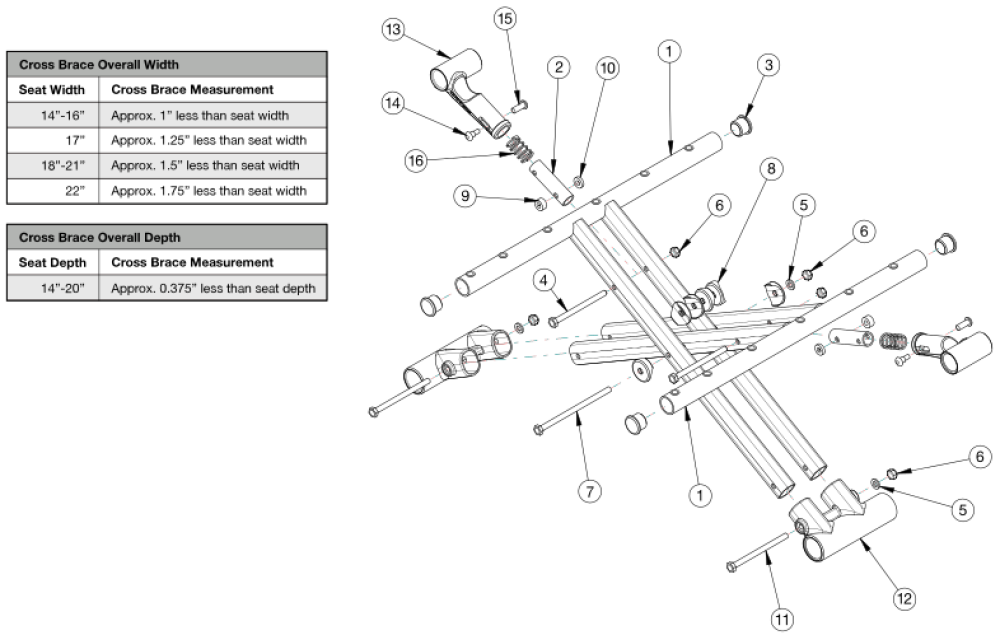 Catalyst Aluminum Cross Braces parts diagram