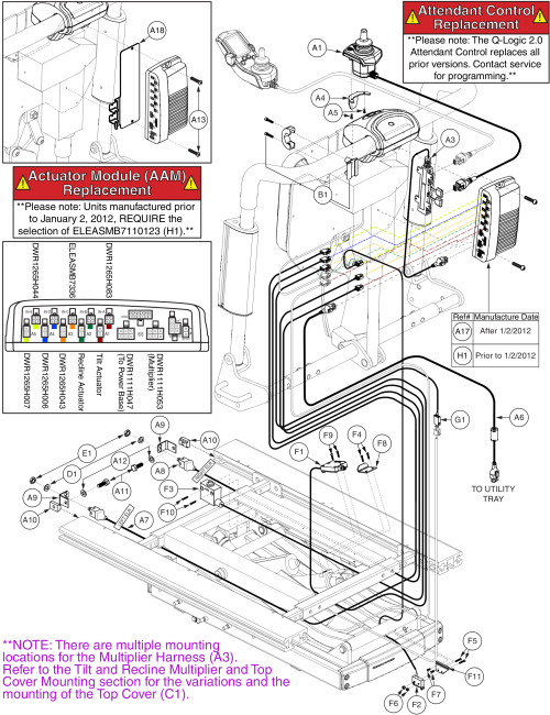 Q-logic W/ Ind Legs Electronics, Tb2 Lift, Tilt And Recline (config #45) parts diagram