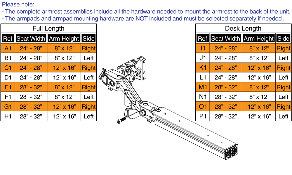 Version 2 Standard Armrest Matrix , Tb3 (black) - 24