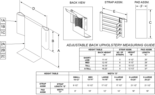 Tension Adjustable Back Upholstery parts diagram