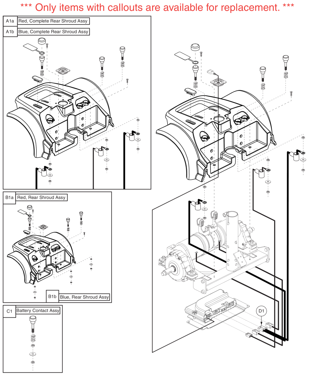 Rear Shroud Assy, Gc (version 2) Go-chair / Z-chair parts diagram