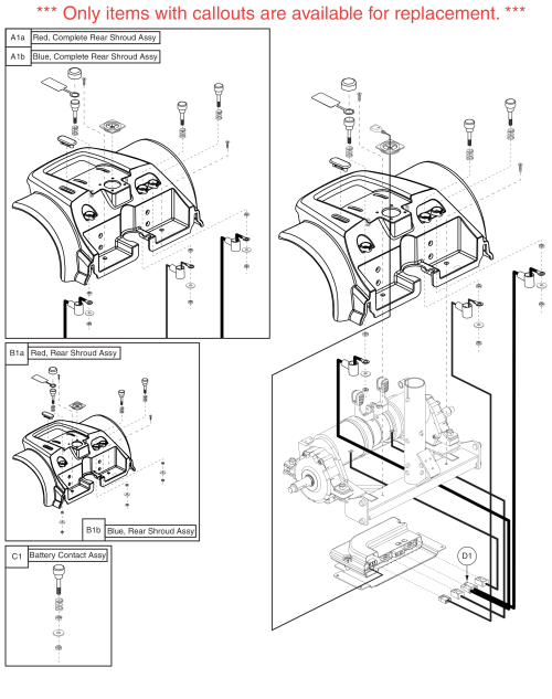 Rear Shroud Assy, Gc (version 2) Go-chair / Z-chair parts diagram