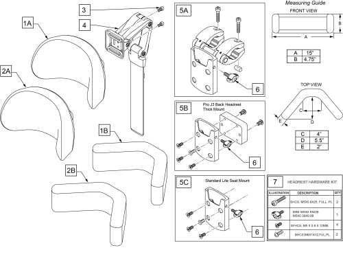Q200r Headrest parts diagram