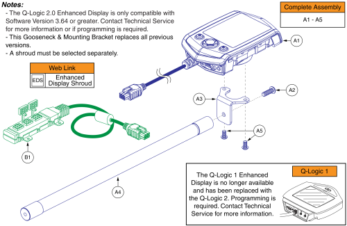 Q-logic 2 Enhanced Display & Gooseneck Mount parts diagram