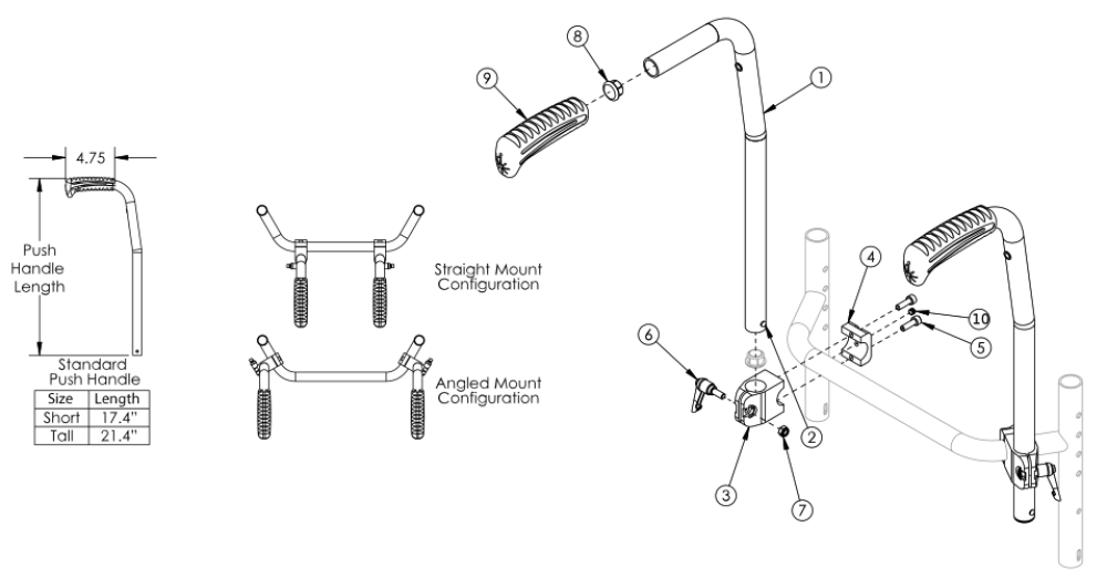 Rigid Stroller Handle parts diagram