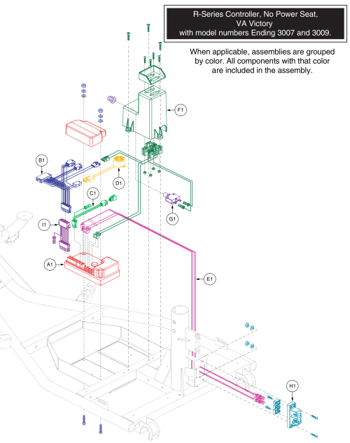 R-series Controller, Va Victory, No Power Seat, For Models Ending In 3007 And 3009 parts diagram