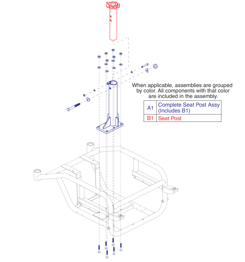 Seat Post Assy, Jazzy Select Hd parts diagram