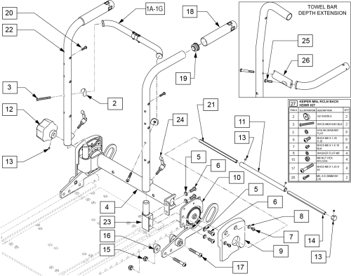 Manual Recline Transit Backrest Zm310 parts diagram