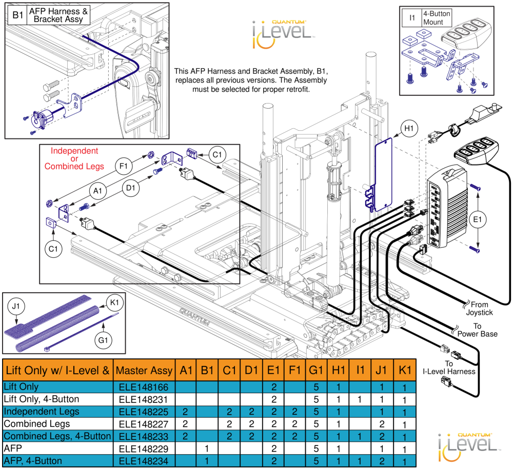 Lift Only Hardware, Q-logic 2 - Reac Lift / I-level parts diagram