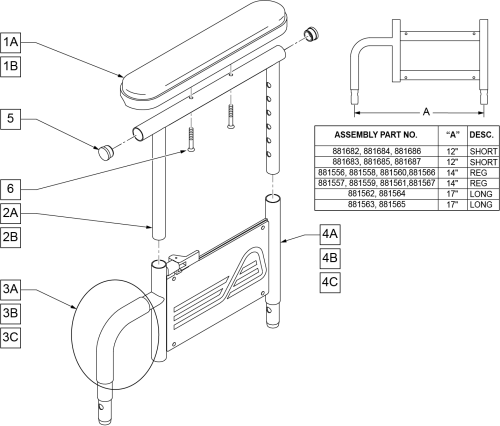 Dual-post Height Adjustable Armrest parts diagram