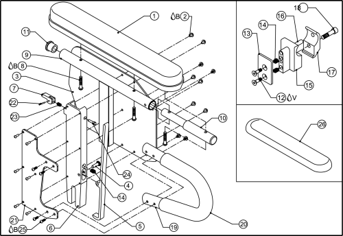 Desk Arm W/ Transfer Loop & Full Length Pad Assembly parts diagram