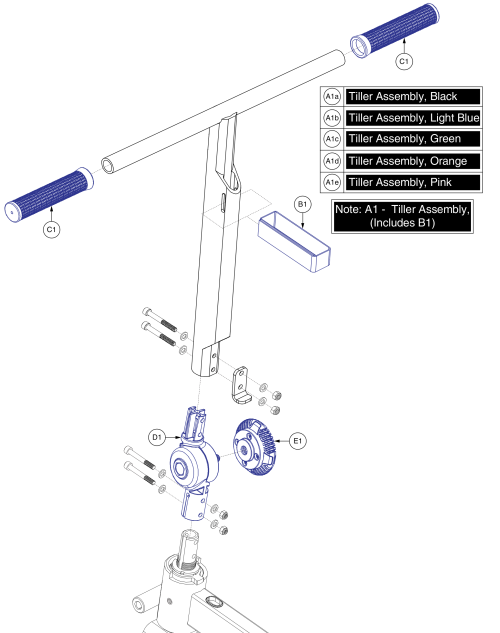 Tiller - Iride parts diagram